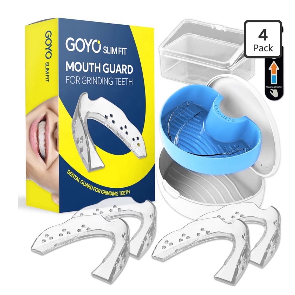 GOYO Slim Fit 4-Pack Custom Moldable Night Guards for Teeth Grinding with Case